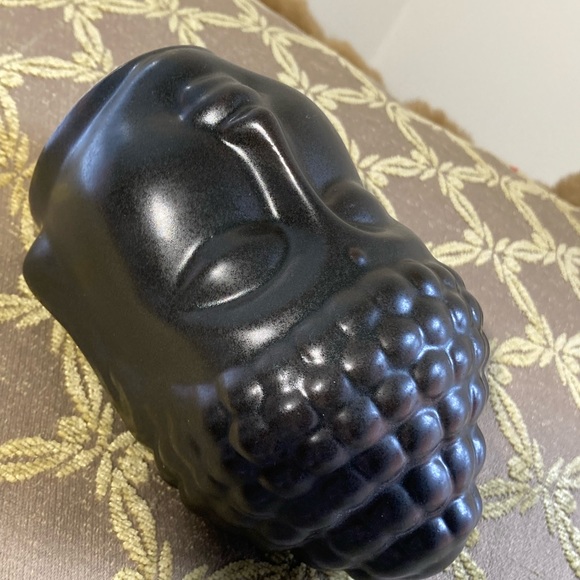 NWT Glazed Ceramic Buddha Bust / Head Statue Black 🖤 Namaste’ 🖤 - Picture 9 of 10